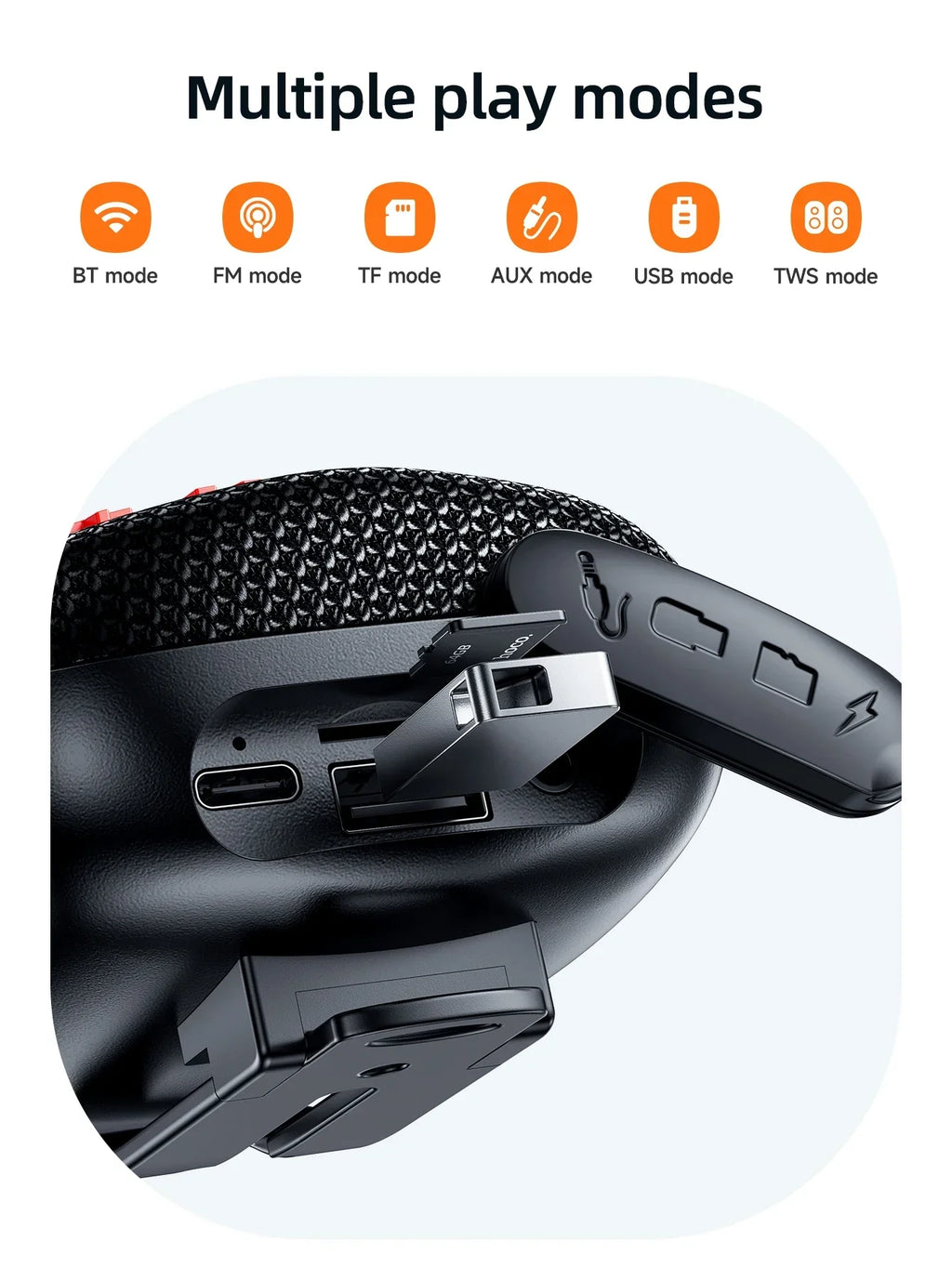HOCO HC35 Outdoor Riding Bluetooth 5.4 Speaker Wireless Mini Audio Music Player Supports Bluetooth Playback FM TF Card USB Flash