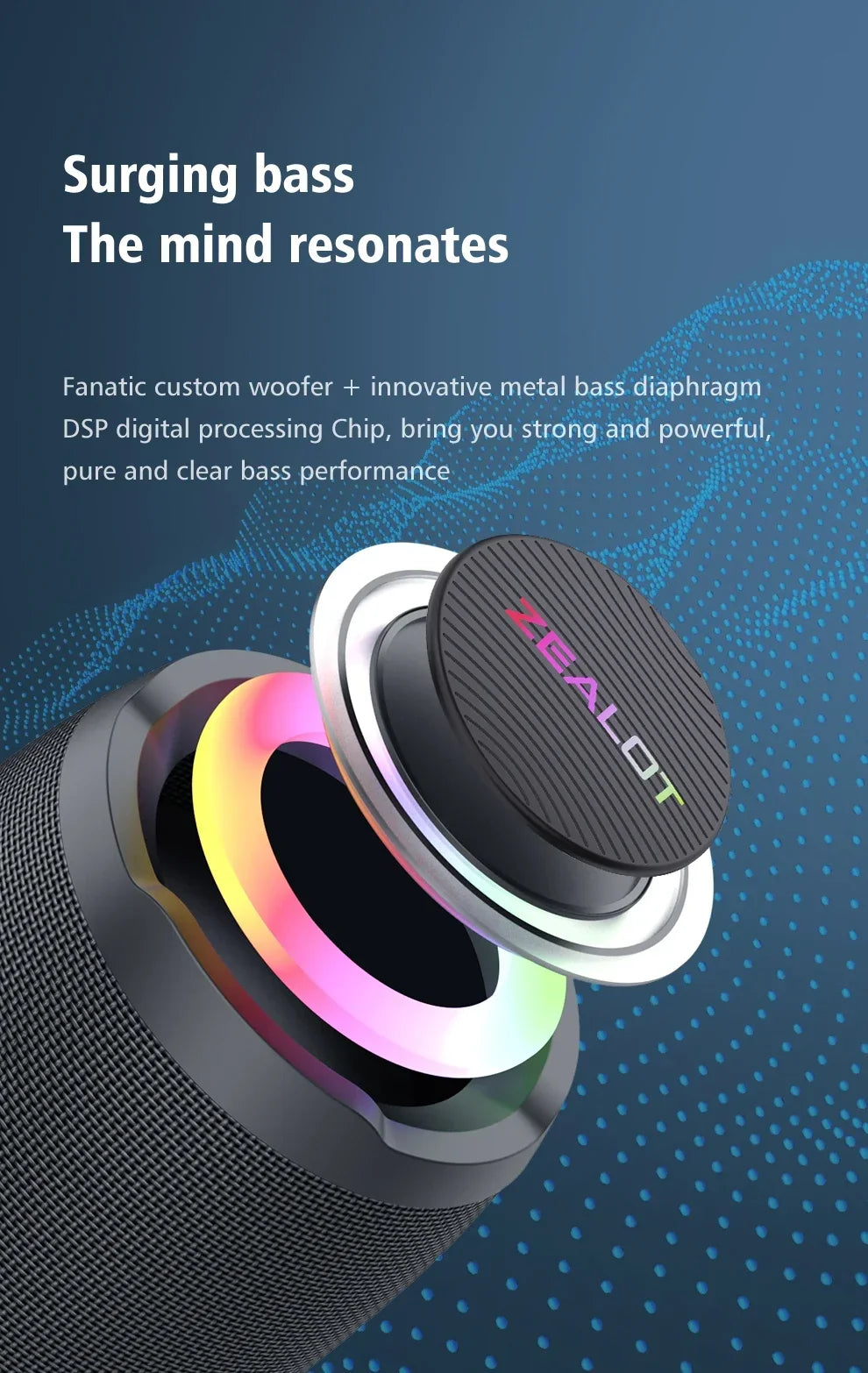 Zealot-S49 10W Portable Bluetooth Speaker Stereo Sound IPX7 Waterproof Wireless Bluetooth 5.2 Excellent Bass Performance