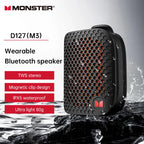 Monster M3 Magnetic Clip-On Mini BT V5.4 Portable Outdoor Sport Wearable Wireless Bluetooth Speakers With Bass Mic