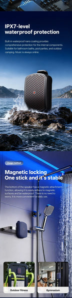 Magnetic Clip-on M1 Portable Bluetooth Speaker, Outdoor Waterproof TWS Stereo, High Volume, Mini Speaker with Heavy Bass.