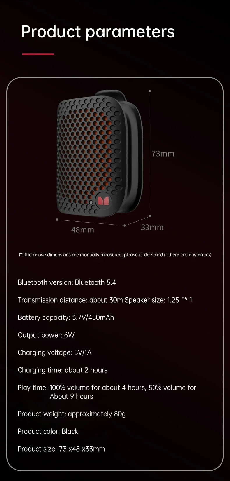 Monster M3 TWS Stereoscopic Wireless Touch Speaker Lightweight Bluetooth 5.4 Magnetic Clip Sports Music Player